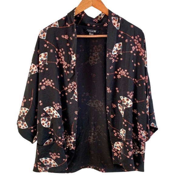 FOREVER 21 Short Sleeve Boho Kimono Cardigan Top
